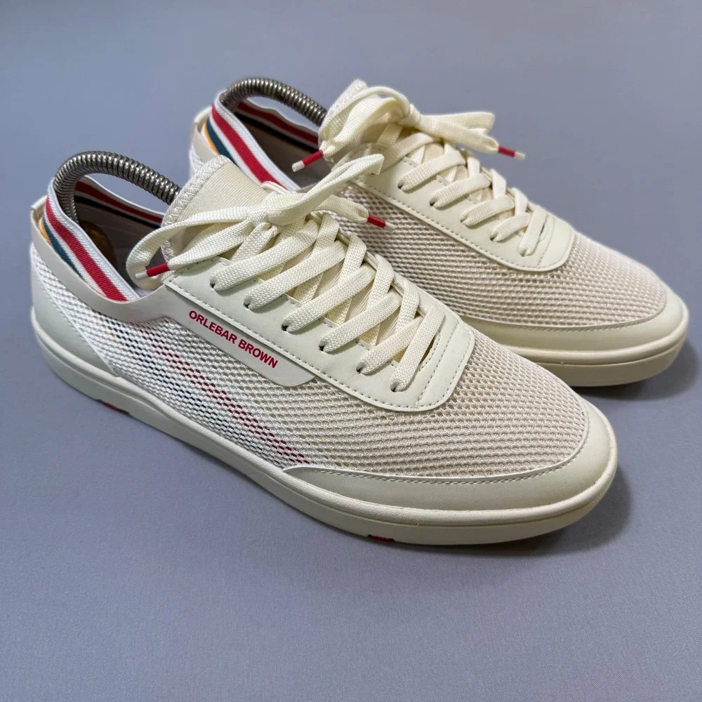 Orlebar Brown Larson OB Stripe Water Shoes Mens UK 8 US 9 White Mesh Resort NEW